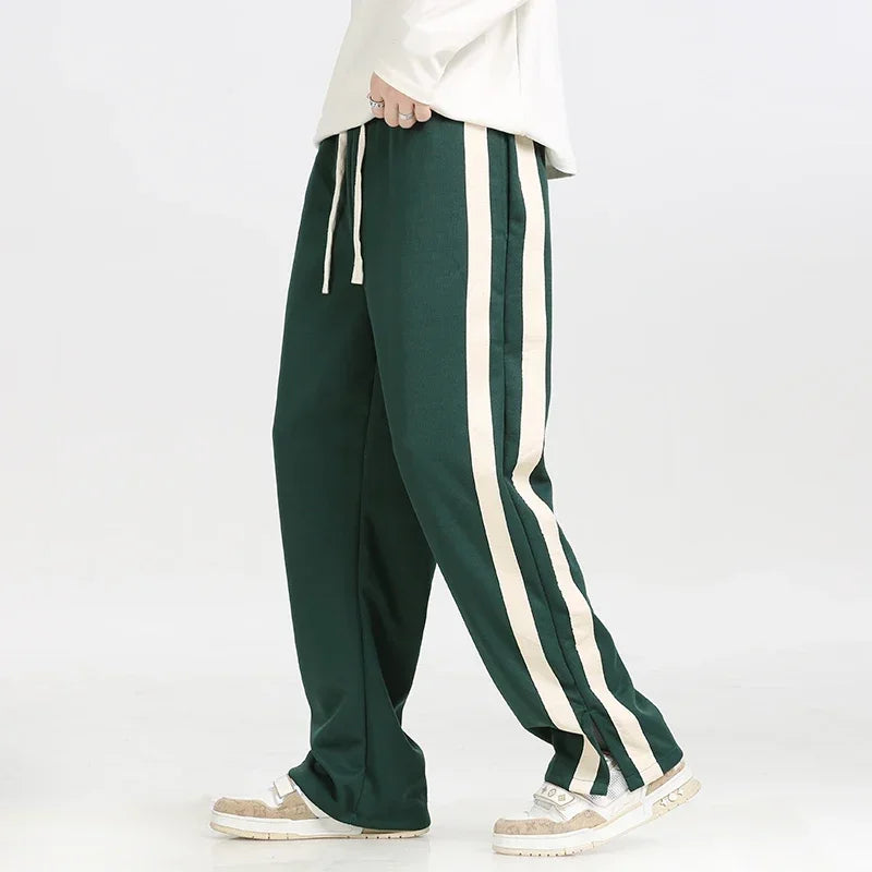 Pantalon de jogging homme vert foncé jambe large