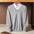 Pull col V homme gris en maille fine