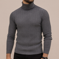 Pull homme gris anthracite à col roulé torsadé