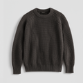 Pull homme gris anthracite à col rond côtelé