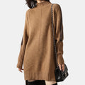 Robe pull femme camel à col montant