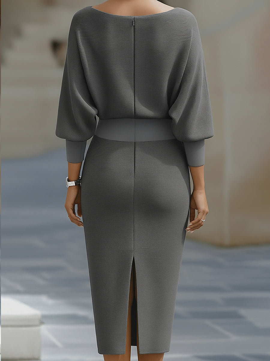 Robe pull femme grise vue de dos