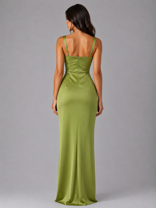 Robe de fête femme vert olive vue de dos