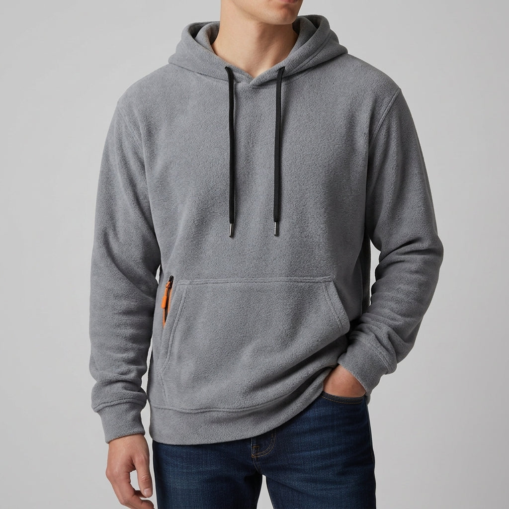 Sweat à capuche homme gris clair avec poche kangourou