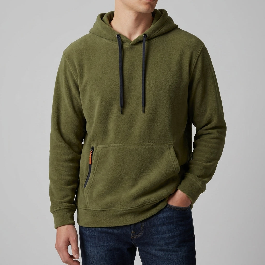 Sweat à capuche homme kaki avec poche kangourou