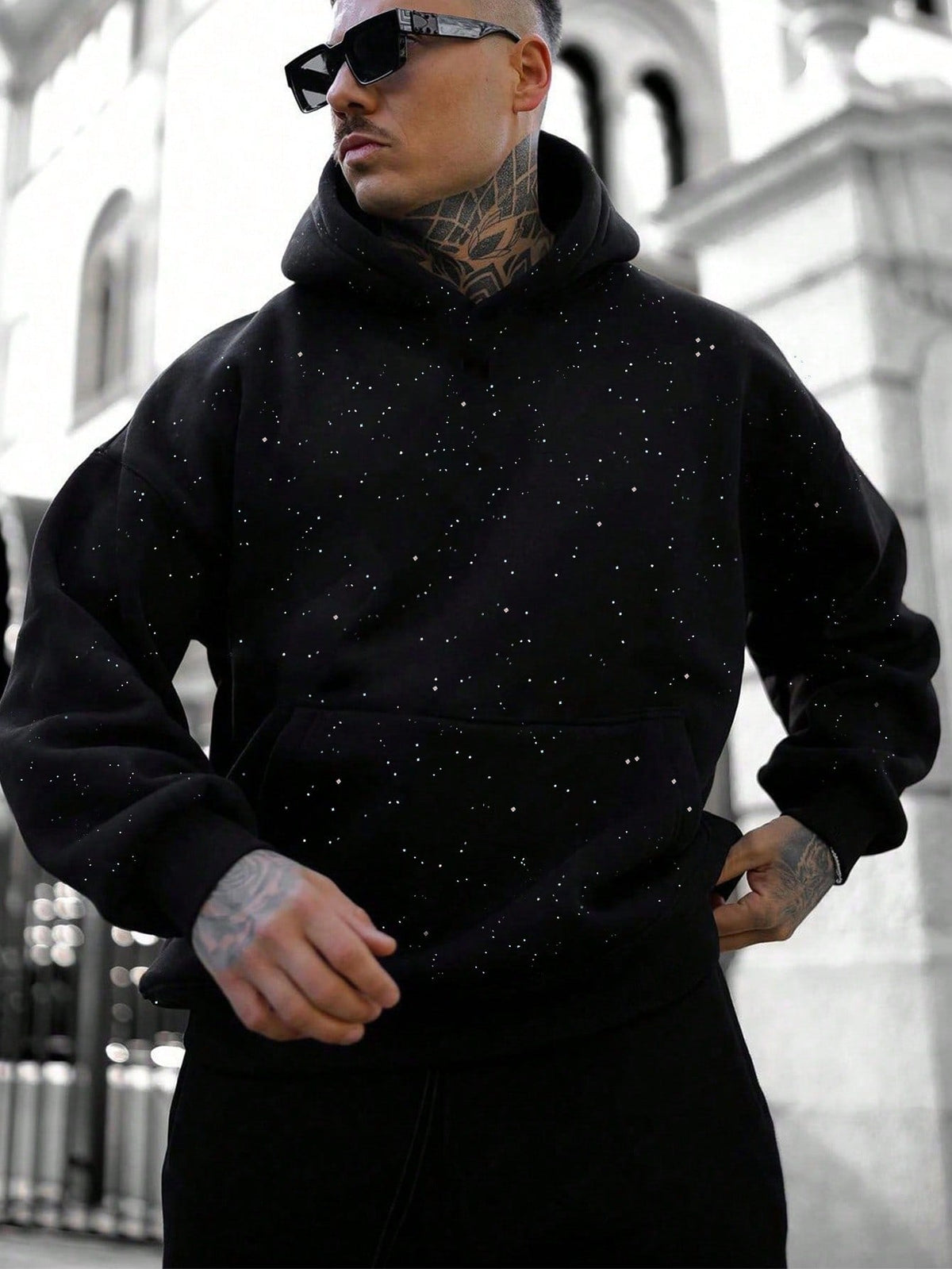 Sweat à capuche homme noir oversize