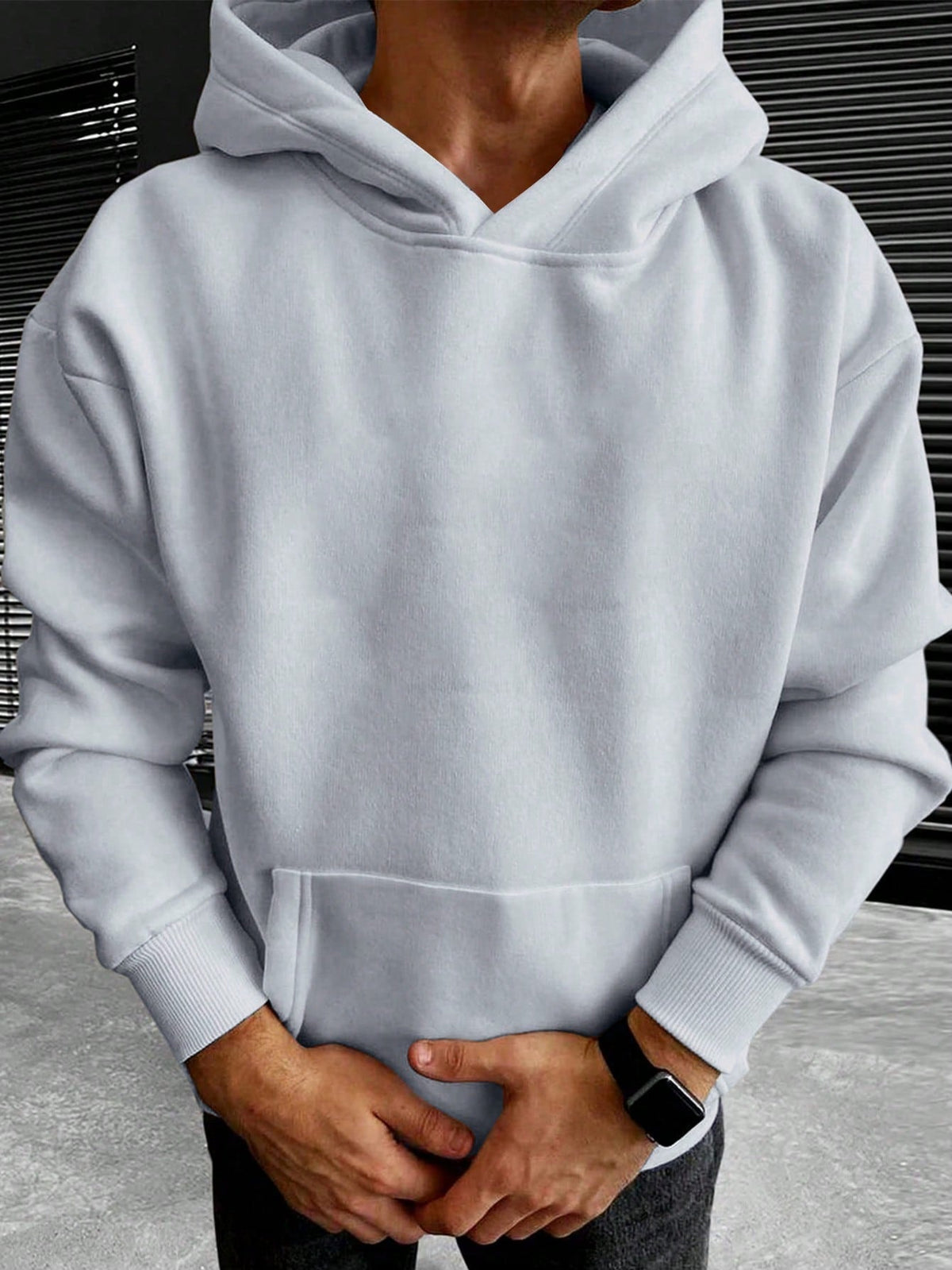 Sweat à capuche homme gris clair oversize
