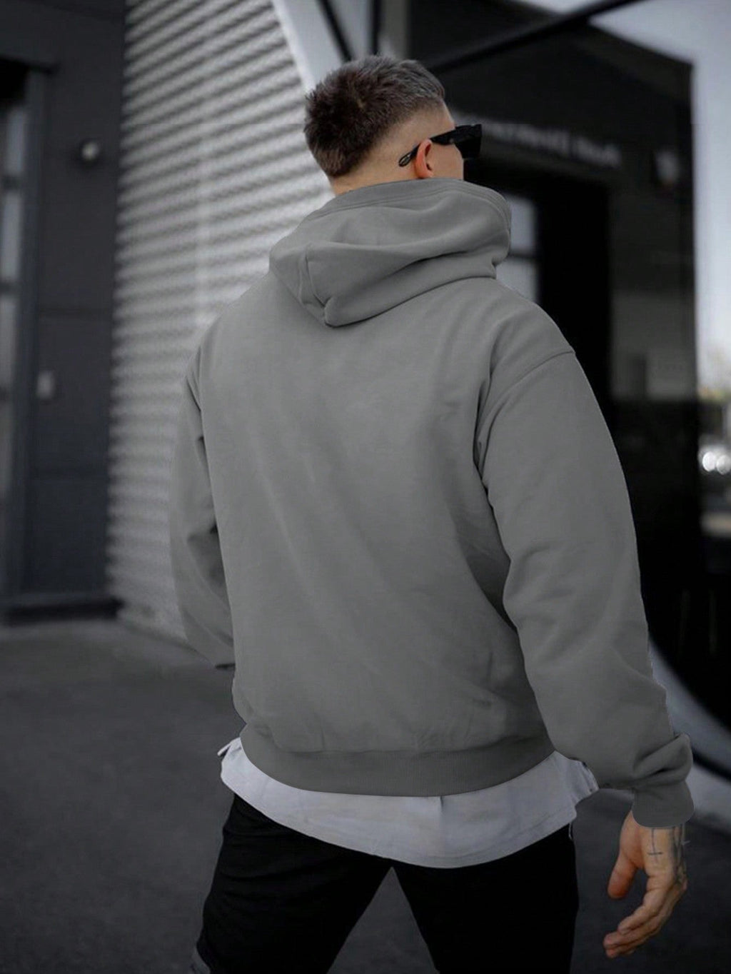 Sweat à capuche homme gris anthracite oversize