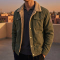 Veste homme vert olive à col fourré