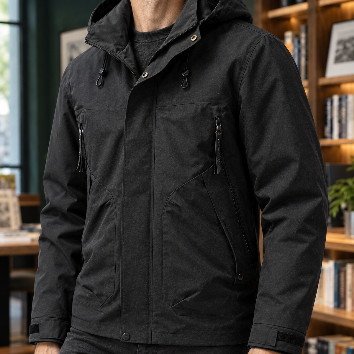Veste homme noire à capuche